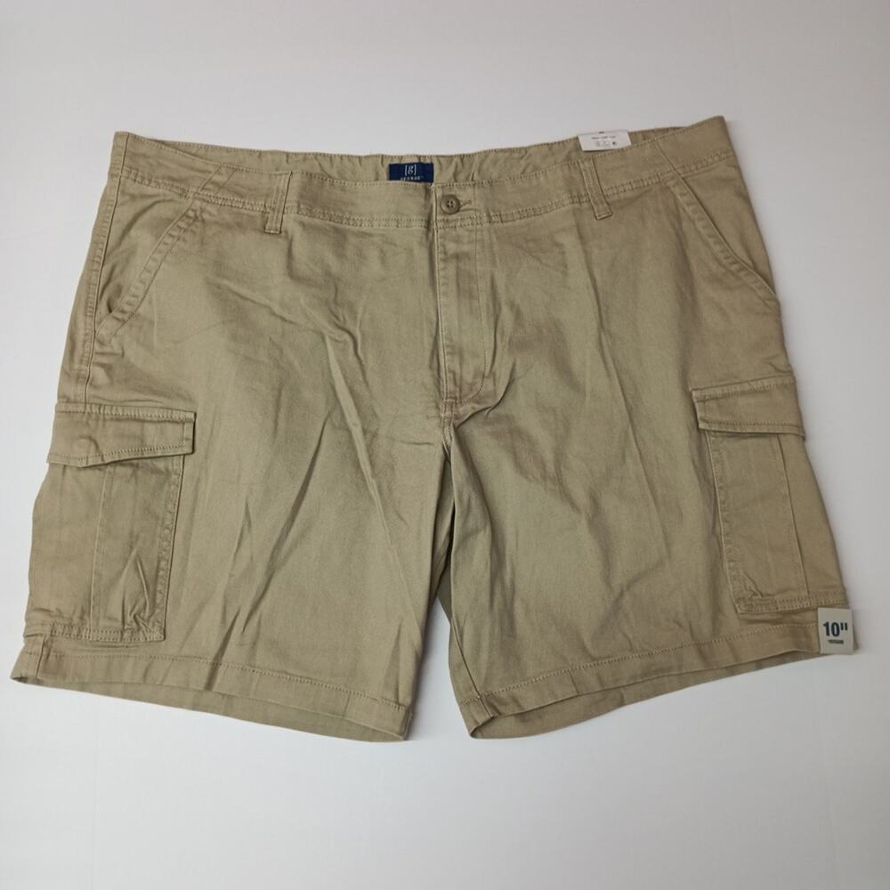 George Cargo Shorts Men's Size 46 Beige Flat Front 10" Inseam Above The Knee